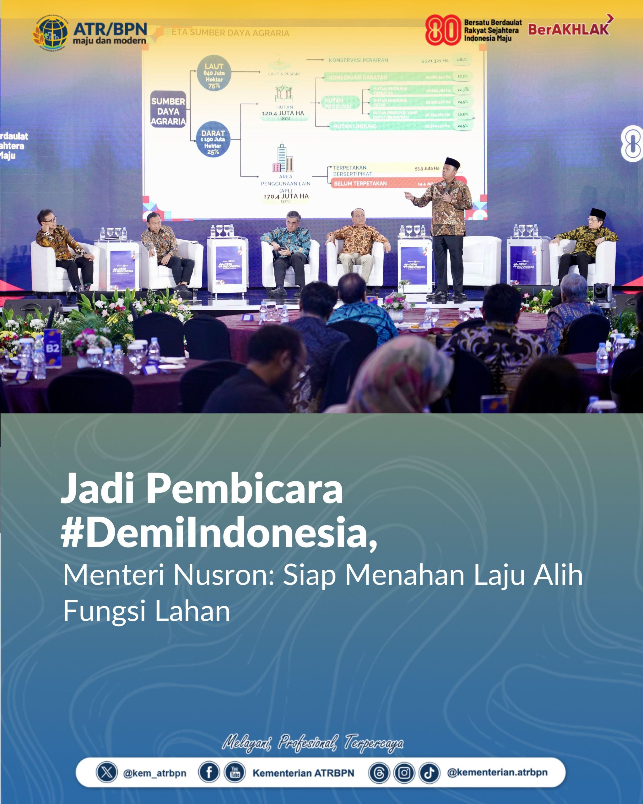 Jadi Pembicara #DemiIndonesia, Menteri Nusron: Siap Menahan Laju Alih Fungsi Lahan